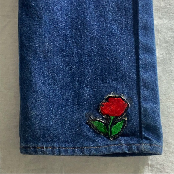 Vintage Plain Pockets High-waisted Jeans, Hand Studded & Patched - Picture 4 of 5